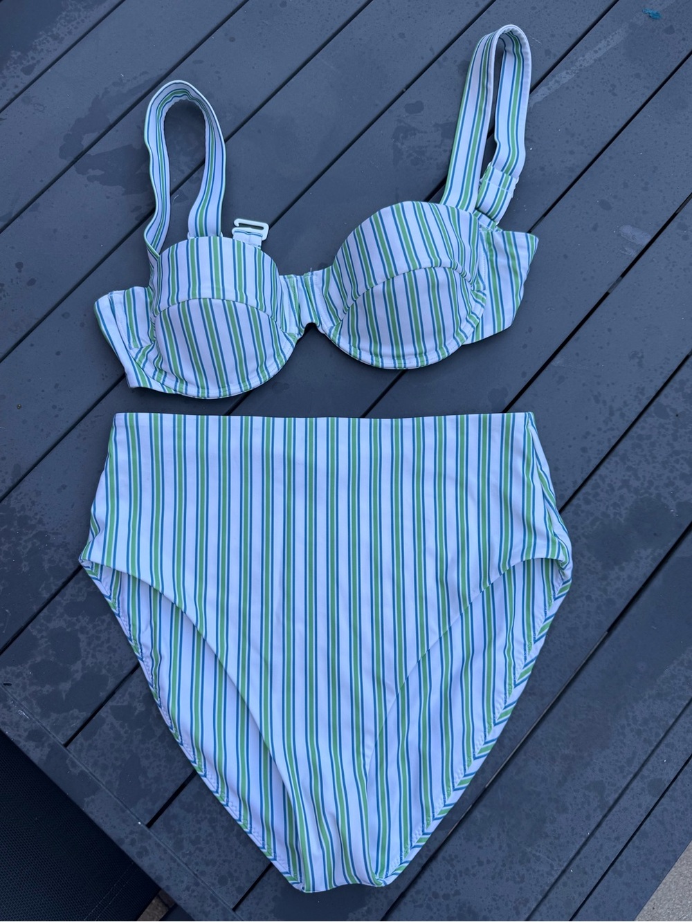 Minnow Striped High-Waist Women's Bikini - Size Medium